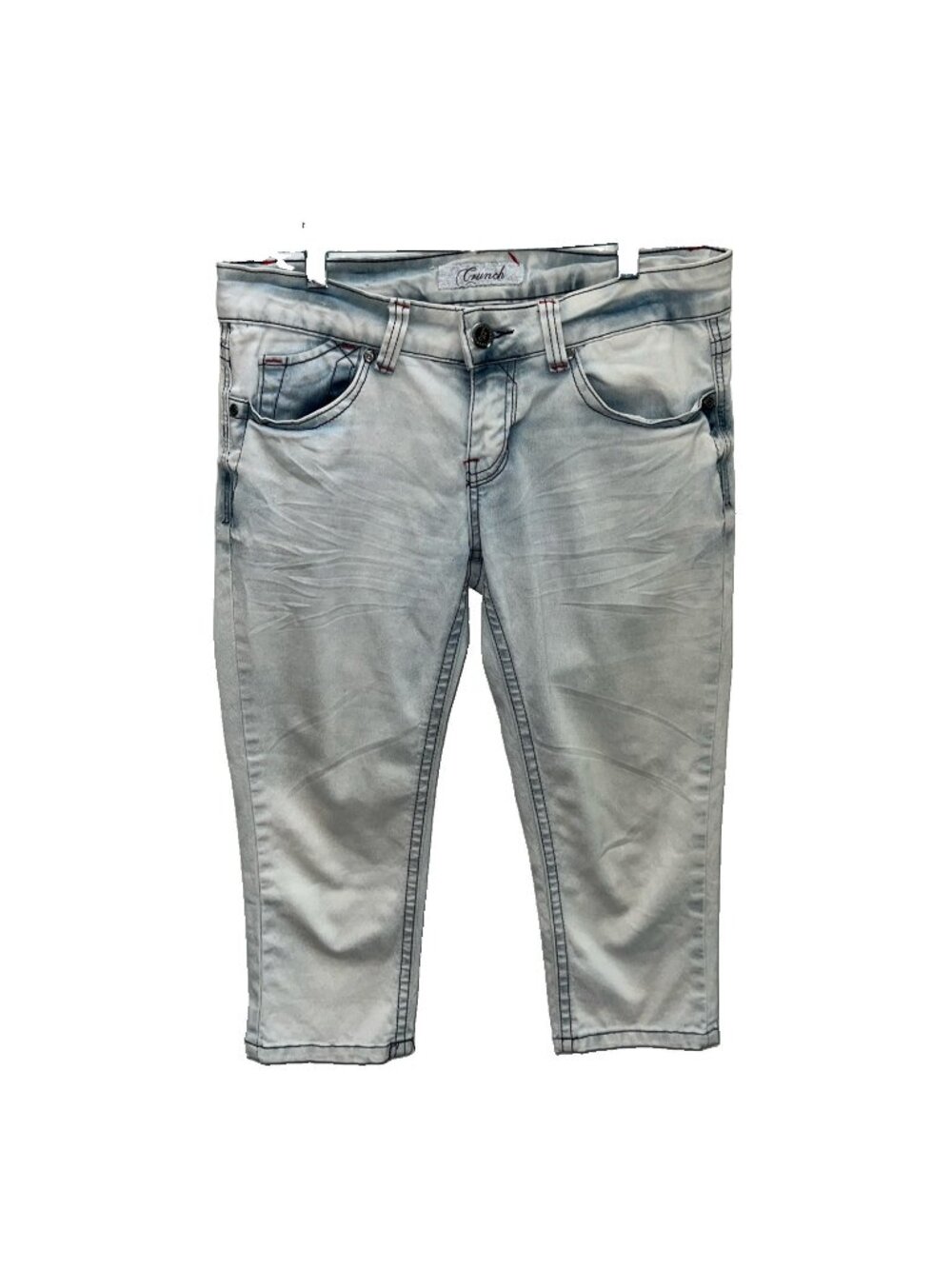 Crunch Capri Stretch Light Blue/Whiteish Denim Jeans Button 5-Pocket Size 5
